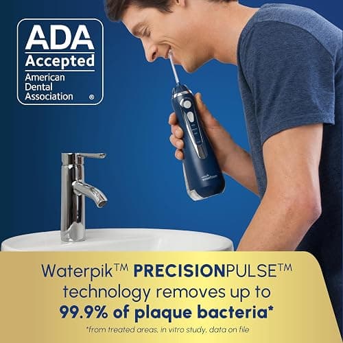Waterpik Cordless Advanced 2.0 Water Flosser For Teeth, Gums, Braces, Dental Care With Travel Bag and 4 Tips, ADA Accepted, Rechargeable, Portable, and Waterproof, Blue WP-583, Packaging May Vary thumbnail 3