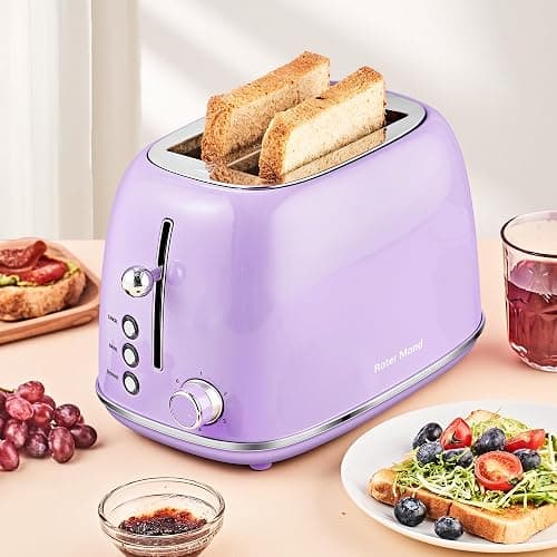 Roter Mond 2 Slice Toaster Retro Stainless Steel Lavender-Purple thumbnail 2
