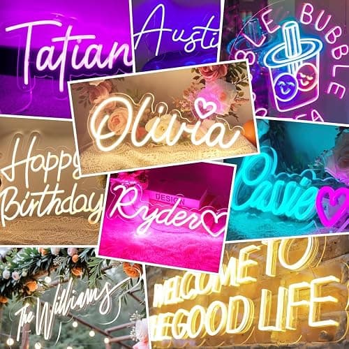 Insegna al Neon LED Neon Personalizzabile Scritte led Decorazione Parete Scritta Luminosa Personalizzata per Feste Compleanno Matrimoni Negozi Bar Luce Notturna(25-152 cm) thumbnail 2