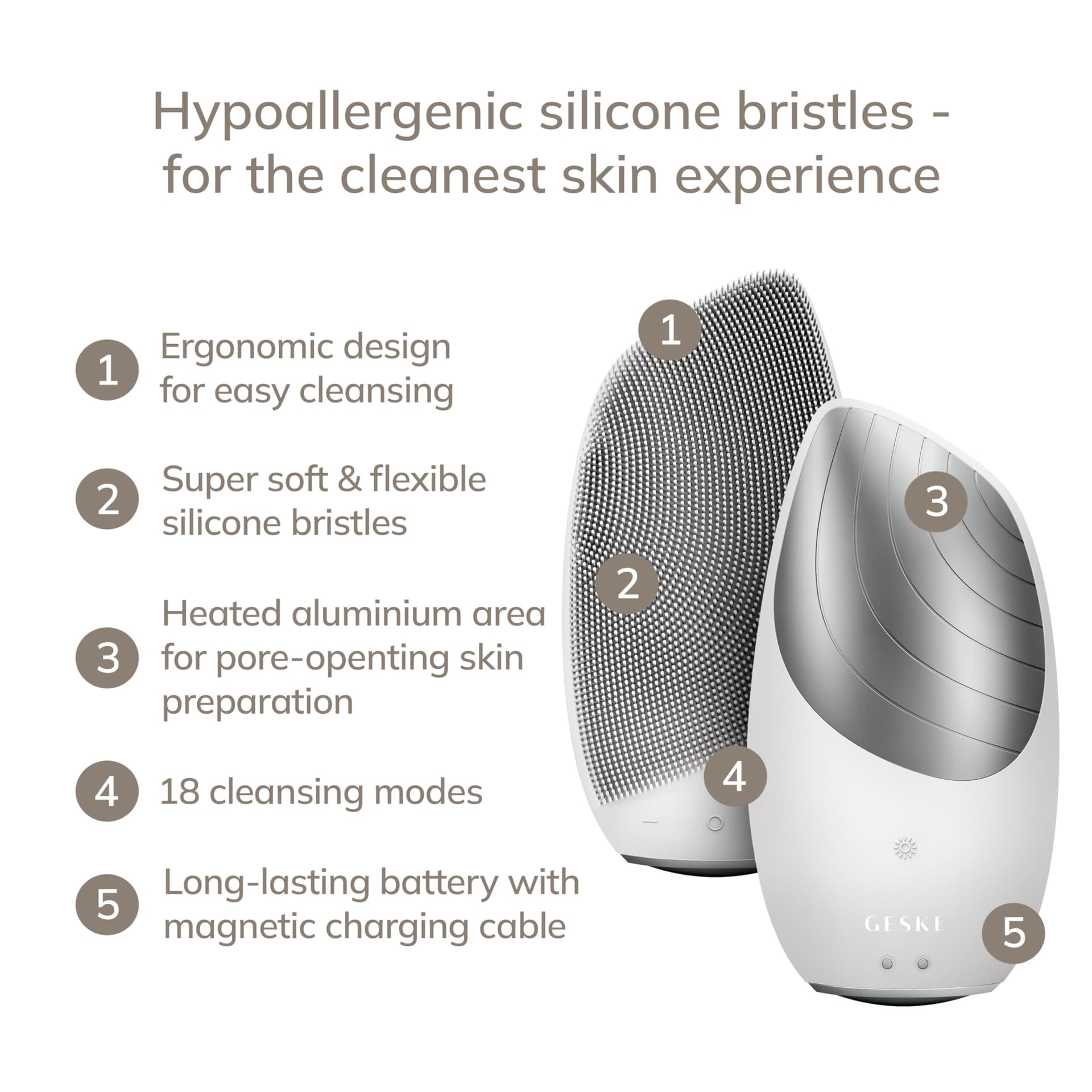GESKE | Cepillo facial térmico sónico SmartAppGuided™ | 6 en 1 | Limpieza de la piel | Cepillo de limpieza con función de calor | Masajeador Facial | Cepillo facial eléctrico | Limpieza facial thumbnail 2