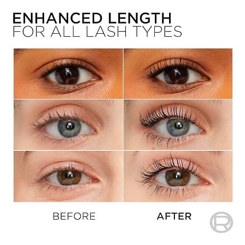 L’Oréal Paris Telescopic Mascara, Eyelash Lengthening Mascara, Unique Non-Clumping Formula, Delivers Intense Length, For Sensitive Eyes, Blackest Black, 8 ml thumbnail 3