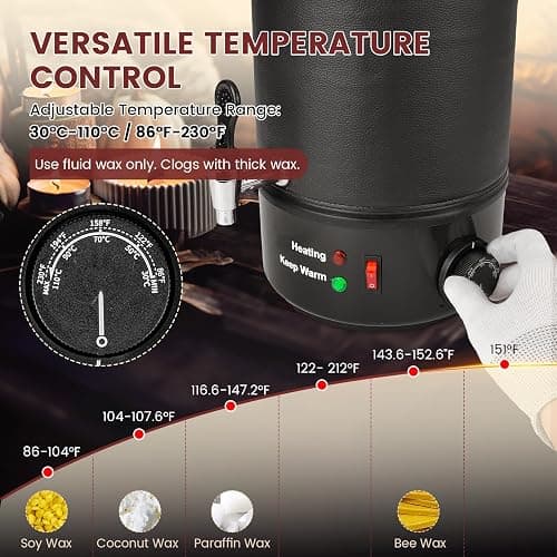 POWLAB Commercial 8L Wax Melter for Candle Making - Electric Candle Maker Machine with Easy Pour Spout, Temperature Control & Quick Melt Design - Ideal for Soap, Soy Wax, Home or Business Use thumbnail 4