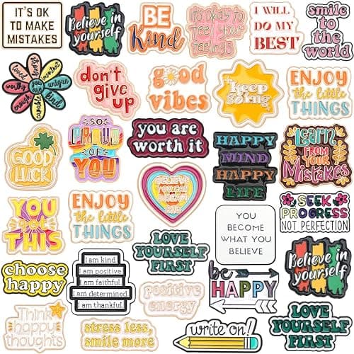 SANNIX 60Pcs Motivational Enamel Pins, Inspirational Lapel Pins Brooches | for Backpack Hats Jewelry Accessories, Inspirational Gifts for Men Women - Image 1