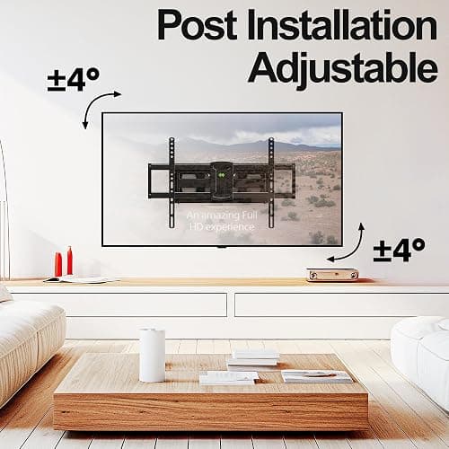 Full Motion Mount, USX MOUNT UL Listed TV Wall Mount for Most 42-84 inch TVs, Holds up to 120lbs, Max VESA 600x400mm, Swivel TV Bracket with Dual Articulating Arms Tilt Rotation Fits 16" Wood Stud thumbnail 4