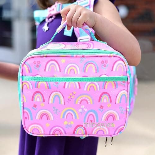 mibasies Kids Lunch Box for Girls Toddler, Insulated and Reusable Lunch Bag for School, Pink Rainbow thumbnail 9