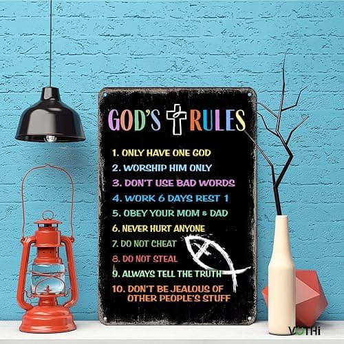 VOTHI Ten Commandments Metal Signs, Religious Bible Verse Wall Art,8x12 In | Aluminum,Christian Scripture, Home Decoration Sign, Boys Girls Bedroom thumbnail 6