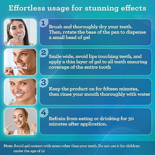 GuruNanda Teeth Whitening Pen,(0.06 fl oz)-20 Uses, Vegan & Gentle on Teeth Pro Formula - Hydrogen Peroxide Whitening Gel Pen, Cruelty-free, Mint Flavor thumbnail 5