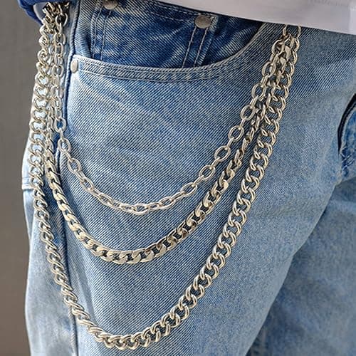 Lainrrew Trousers Chain, Pants Chain Belt Chain Wallet Chain Pocket Chain Hip Hop Punk Jeans Chain Key Chain Goth Accessories for Eboy Egirl Women Men (Silver) thumbnail 5