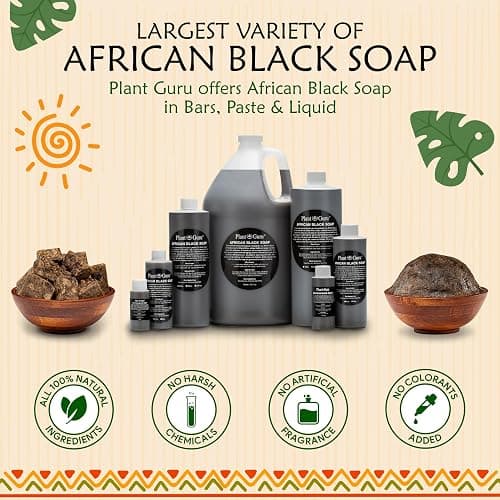Raw African Black Soap Bar 8 oz. - 100% Pure Natural From Ghana. Acne Treatment, Aids Against Eczema & Psoriasis, Dry Skin, Scars and Dark Spots. Great For Pimples, Blackhead, Face & Body Wash. thumbnail 6