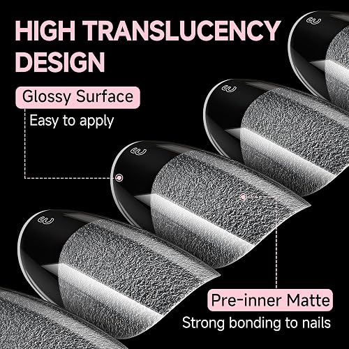 UNA GELLA Oval Round Nail Tips Half Matte 504pcs Gel Nail Tips | Short Oval Round Nail Extension Easily DIY False Fake Acrylic Press On Nails, 12 Sizes Gelly Tips thumbnail 5