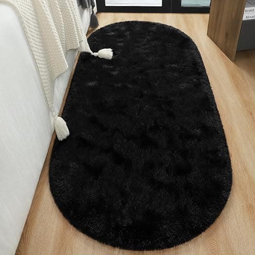 LOCHAS Ultra Soft Children Rugs Room Mat Modern Shaggy Area Rugs Home Decor 2.6' x 5.3', Black thumbnail 4