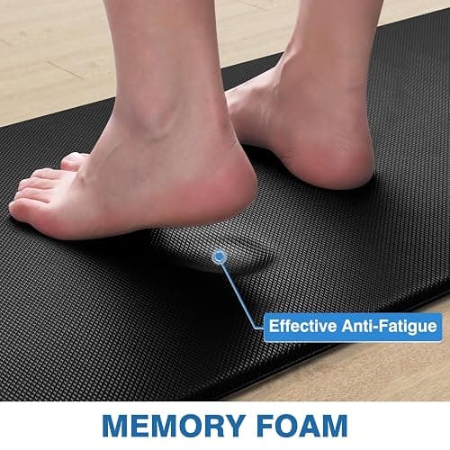 StepRite Kitchen Mats, 2PCS Kitchen Rugs, Cushioned Anti Fatigue Kitchen Mats for Floor, Non-Slip Standing Desk Mat, Waterproof Kitchen Rug Set for Kitchen, Floor, Office,17.3"×30"+17.3"×47",Black - 17.3"×30"+17.3"×47"-0.4inch - Black thumbnail 7