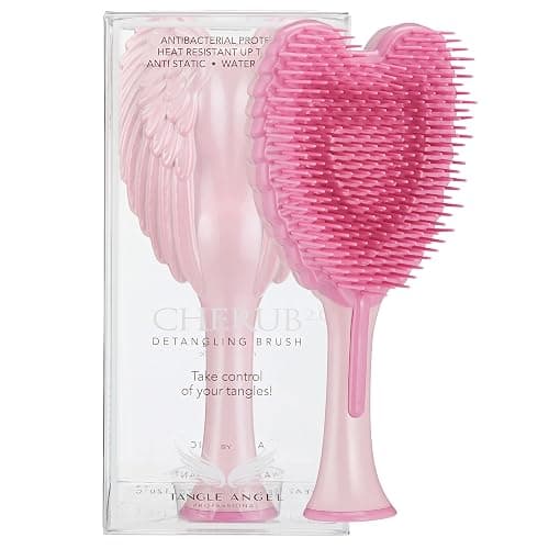 Kids Mini Hairbrush Detangler - Anti Static Soft Detangler Hair Brush for Girls, Kids - Detangle Hair Brush for Wet, Dry, Curly, Thick, Straight, or Wavy Hair - Tangle Angel Cherub - Gloss Pink - Image 1