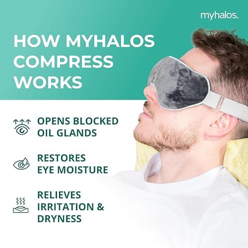 MyHalos® Heated Eye Mask for Dry Eyes - Steam Warm Compress for Eyes - Remove Styes, Chalazion Therapy Warming and Heating Pad Hot Compress - Moist Heat Mask for Blepharitis & MGD - FSA|HSA Eligible thumbnail 3