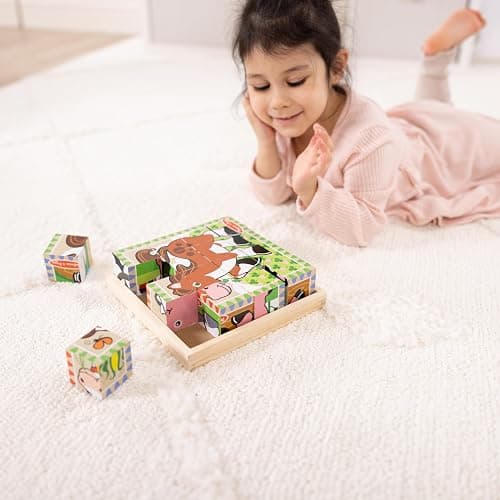 Melissa & Doug Farm Wooden Cube Puzzle with Storage Tray – 6-in-1 Animal Puzzle for Toddlers and Preschoolers – 16 Wooden Cubes – Farm Toy for Kids Ages 3+ - FSC Certified thumbnail 6