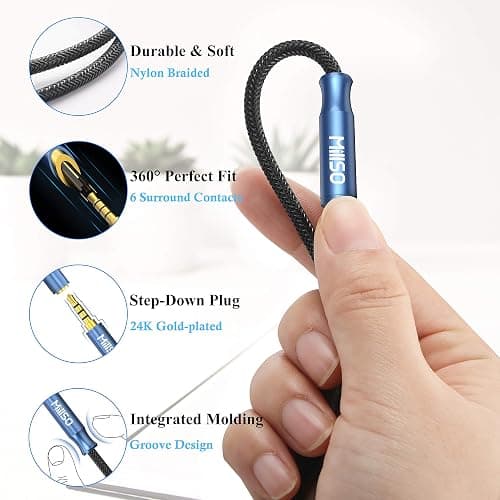 MillSO 3.5mm 4 Pole TRRS Audio Splitter Cable Nylon Braided Stereo Aux Splitter for 2 TRRS Headset to PC Laptop PS4 Xbox Smartphone - 1 FT thumbnail 5