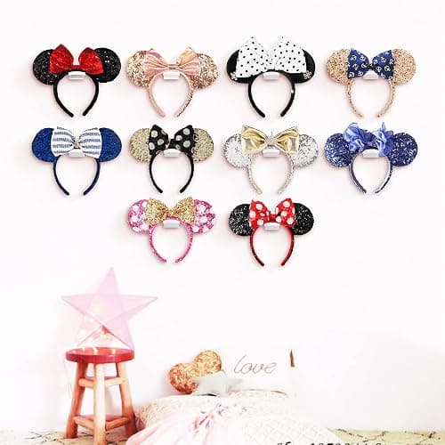 Modern JP Adhesive Hooks for Disney Ears (8-Pack) - Minimalist Disney Ear Holder, No Drilling Headband Holder Design, Strong Hold Headband Organizer - USA Patented, Clear thumbnail 9