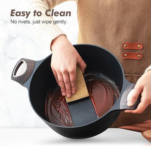 SENSARTE Pots and Pans Set Non stick, Non toxic Healthy Induction Cookware Set, 14 Pcs Non Stick Kitchen Cooking Set with Frying Pans Set & Saucepan, PFOA PFOS APEO Free, Black thumbnail 4