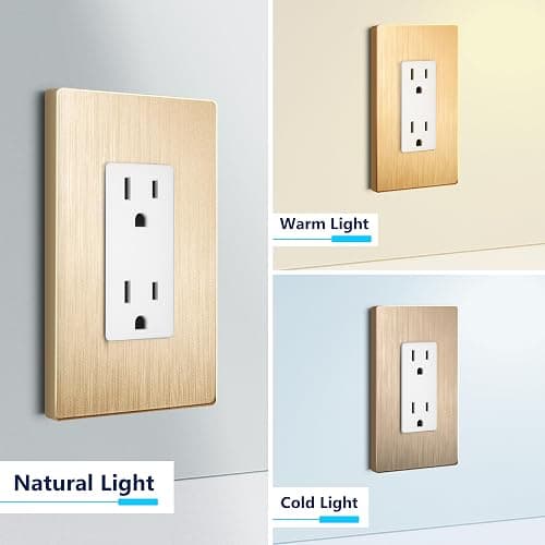 LIDER Brushed Finish Decorator Switch Cover, Screwless Wall Plate, Mid-Size 1-Gang 4.88" x 3.11", Unbreakable Polycarbonate Thermoplastic, UL Listed, LSWP-31M-BGD, Brushed Gold - Brushed Gold - 1 Gang - 1 Pack thumbnail 3
