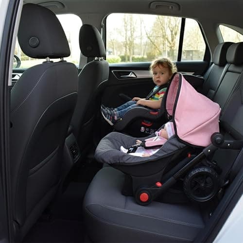 Baby Doll Convertible Travel Stroller for Girls Toddler Play Toy Car Seat Two in One Foldable Carriage for Kids with Diaper Bag Pretend Play Stroller for Doll thumbnail 2