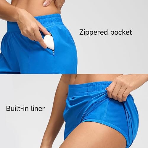 MCEDAR Women's Low Waisted Running Shorts 4" with Mesh-Lined Active Workout Quick Dry Gym Athletic Sports Short Zip Pocket thumbnail 3