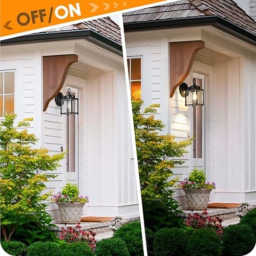 MATAMEYE Outdoor Wall Lantern, Exterior Waterproof Wall Sconce Light Fixtures, Black Front Door Wall Lighting with Clear Beveled Glass Shade, 2 Pack thumbnail 9