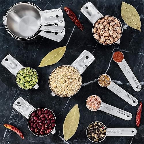 Hudson Essentials Stainless Steel Measuring Cups and Spoons Set - Stackable Set with Spout (11 Piece Set) thumbnail 4