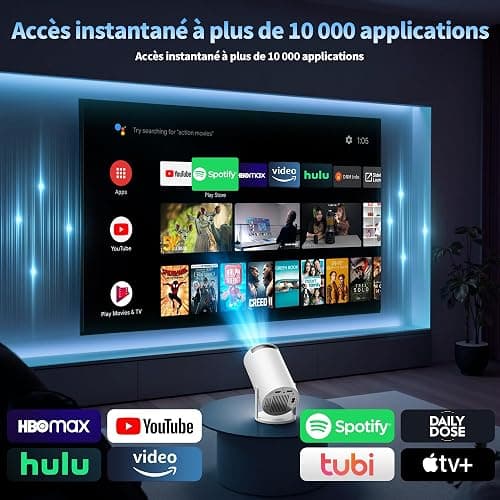 [App Intégrée & 2026 Upgraded] Vidéoprojecteur 4K 1080P FHD Projecteur avec WiFi 6 Et Bluetooth 5.2 Supporte Auto Keystone 270° Rotation Compatibile avec HDMI/TV Stick/Memory Stick/PC, Blan thumbnail 6