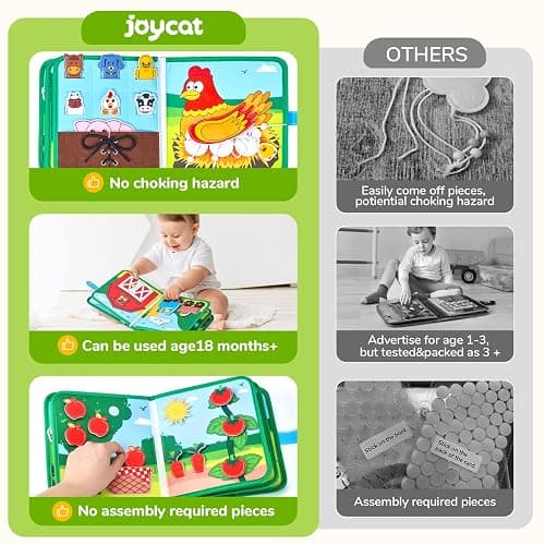 Farm Busy Book for Toddlers 1-3 - 1 Year Old Boys Girls Gifts Toys, Educational Quiet Activity Book with Life Skills, Toddler Travel Toys 1-2 thumbnail 3