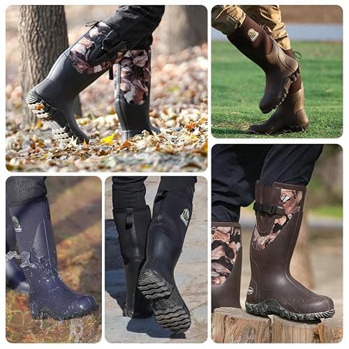 TerraTrax Men's Waterproof Rubber Muck Boots - Insulated Mid-Calf Rain & Mud Boots, Anti-Slip Neoprene Work Footwear for Farming & Yard Chores thumbnail 7