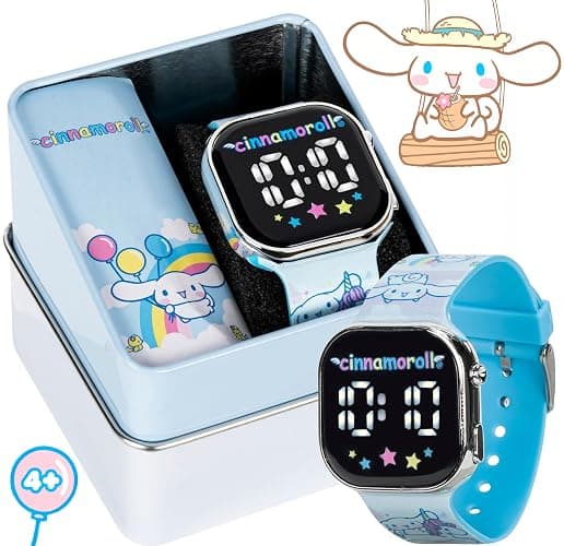Cinnamoroll Kids Watch – LED Display, Square Case, Adjustable Plastic Strap, Collectible Tin – Perfect for Girls Who Love Cute Characters thumbnail 6