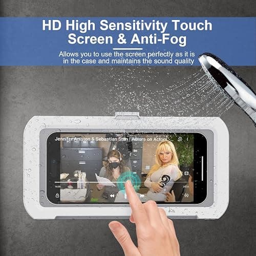 URROY Shower Phone Holder Waterproof, 360° Rotation Shower Phone Case, Anti-Fog High Sensitivity Universal Cover Mount Stand for Bathroom Wall Mirror Bathtub Kitchen, Gift for Men Women thumbnail 6