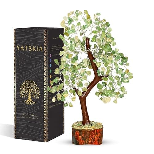 YATSKIA Green Jade Crystal Tree | Feng Shui Tree | Healing Crystals | Bookshelf Decor | Bedroom Decor for Women | Crystal Gifts | Birthday Gifts for Women | 10 Inch - Image 1