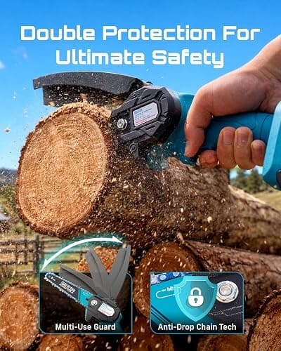 Seesii Mini Chainsaw, 6-inch Mini Chainsaw Cordless, Handheld Electric Power Chain Saw with 2 Batteries, for Tree Trimming Wood Cutting, Best Gifts for Father, Dad, Husband, Men thumbnail 7