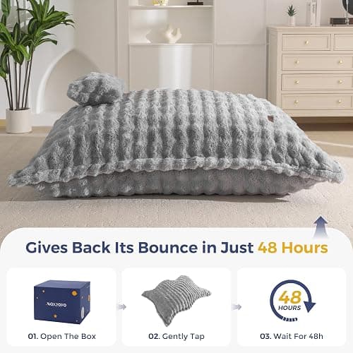 MAXYOYO Giant Bean Bag Chair with Pillow, 3 in 1 Convertible Bean Bag Chair for Adults with Removable Cover, Floor Cushion Stuffed Floor Lounger for Living Room Bedroom, Bubble Grey thumbnail 7