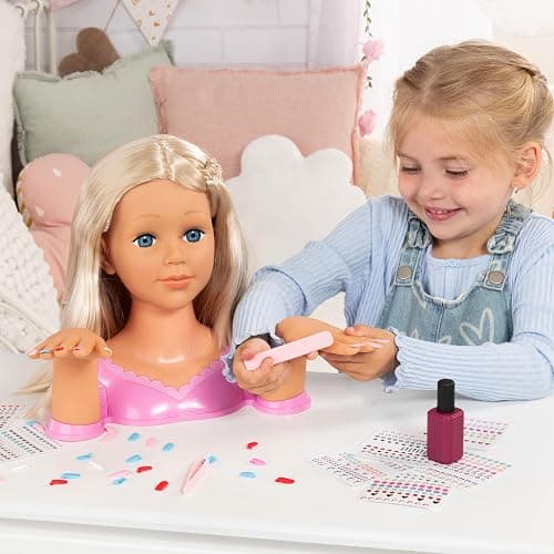 Bayer Design Charlene Magic Nails Styling Head Doll with Hair & Nail Art, 10.5 in Tall Bust, Movable Hands, Beauty Salon Toy for Kids Ages 3+ thumbnail 5