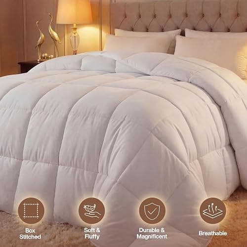Utopia Bedding Comforter Duvet Insert, Quilted Comforter with Corner Tabs, Box Stitched Down Alternative Comforters Queen Size (White) thumbnail 4