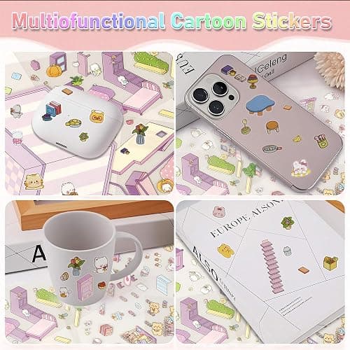 24 Sets 3D Sticker Scene, Sticker Therapy DIY, Kawaii 3D Stickers for Adults Girls Kids, Build Your Own Scene Stickers Collection Cozy Room Cute Miniature House Shop, Relief Stress Pass The Time thumbnail 7