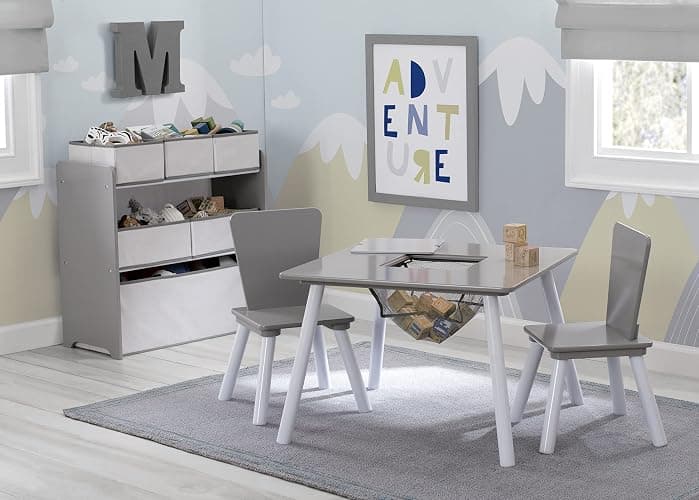 Delta Children 4-Piece Toddler Playroom Set, Grey/White thumbnail 2