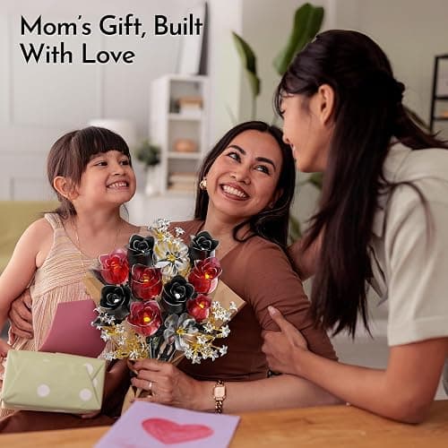 SOOLIO Rose Flower Bouquet Building Set for Adults, Gothic Gifts for Women | Home Office Decor, Birthday Gifts for Mom Wife Girlfriend, 14 Black Red Artificial Floral, Botanicals Collection, 414 PCS thumbnail 9