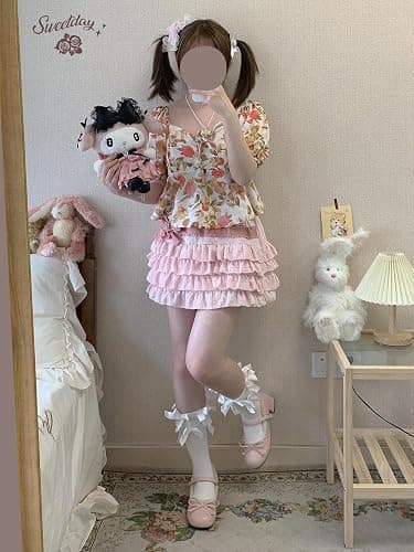 OATSBAS Elastic Waist Lolita Cake Mini Skirts for Women Girls High Waist Pleated Skirt Y2K Layered Skirt thumbnail 5