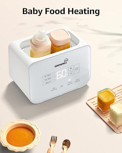 Baby Bottle Warmer, Grownsy 8-in-1 Fast Milk Warmer with Timer Breastmilk or Formula, Fits 2 Bottles, Accurate Temperature Control, with Defrost, Sterili-zing, Keep, Heat Baby Food Jars Function thumbnail 5