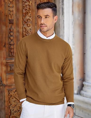 COOFANDY Mens Crew Neck Sweaters Long Sleeve Lightweight Knit Dress Pullover Sweaters thumbnail 2