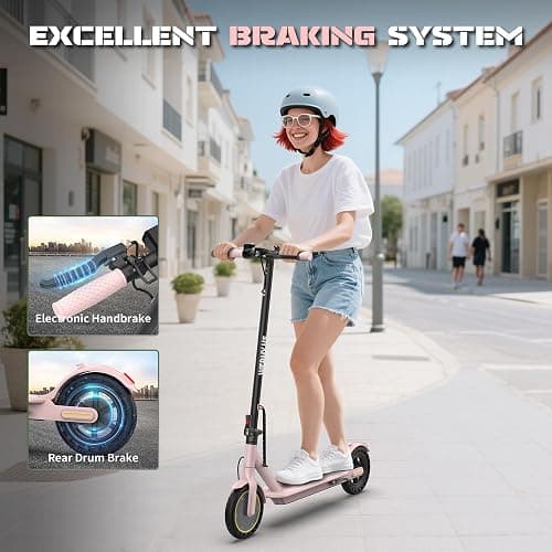 Electric Scooter, 500W/350W Motor & 10"/8.5" Solid Tires, Up to 19 MPH & 28/25/15 Miles Range, Foldable Commuter E Scooter for Adults & Teens with Dual Brake System, APP thumbnail 9