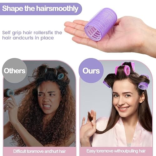 33 Piece Hair Rollers set, Self Grip Hair Rollers for Long Medium Short Hair, ELASO Large Medium Hair Curler （22 Rollers + 10 Stainless steel Clip +1 Storage Bag） thumbnail 5