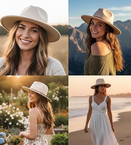 Lisianthus Women Classic Felt Fedora Wide Brim Hat with Belt Buckle thumbnail 6