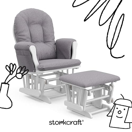 Storkcraft Hoop Custom Glider and Ottoman, White/Slate Gray Swirl thumbnail 9