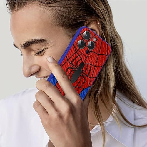 LPAYUHDB Superhero Style Comic Silicone Protection Pattern Case for iPhone 13 pro max, Lovely Spider Image case for iPhone 13 pro max, Non Slip Protection Case for Boys and Girls (BLUE-SPIDER-T101) thumbnail 9