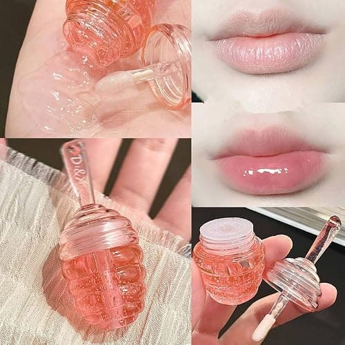 2PCS Small Peach & Honey Lip Oil & Mask: Moisturizing Day & Night Lip Sleeping Masks, Scrubs & Exfoliator thumbnail 3