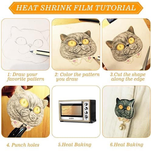 Natonhi 290 Pieces Heat Shrink Plastic Sheet Kit Include 30pcs A4 Shrinky Art Paper and 120 Keychains Accessories 20 Earring Hooks, Creative Craft Homemade Shrinky Dinks and Keychain thumbnail 6